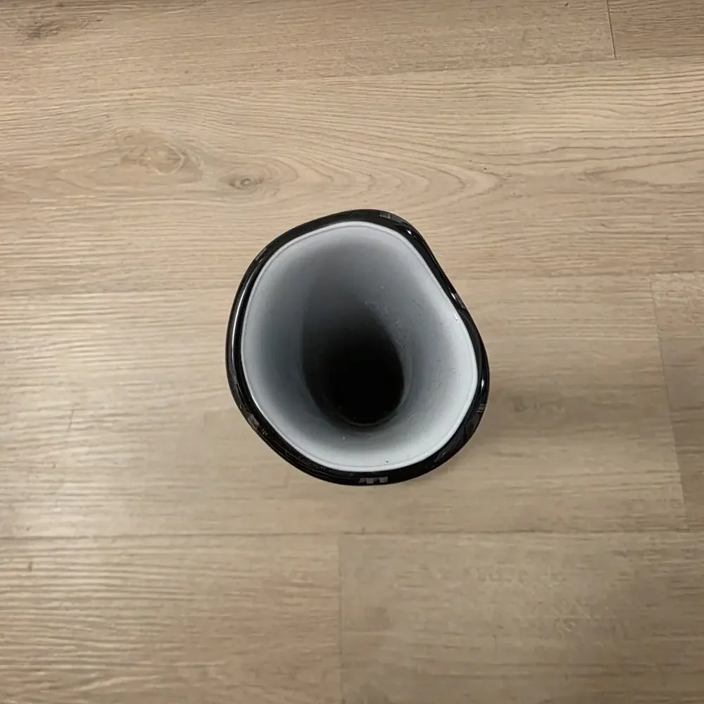 Black White‎ Handblown Decorative Contemporary Abstract Tall Glass Vase